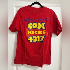 The cool kicks Vibrant Red Short Sleeve Tee with Yellow Accents